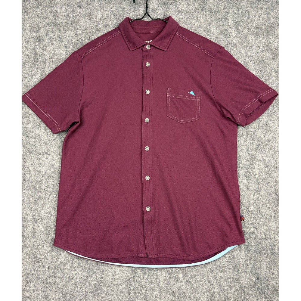 Tommy Bahama IslandZone Supima Cotton Button Down Shirt Mens Medium Burgundy